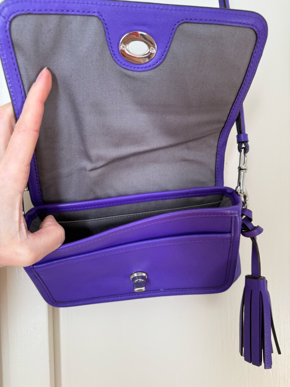 Coach Royal Purple Leather Crossbody Shoulder Bag — NWOT - Picture 3 of 8